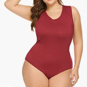 Plus size racerback bodysuit